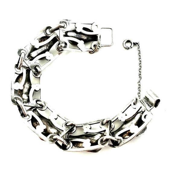 Sterling Silver Calla Lily Panel Link Bracelet - Picture 5 of 7